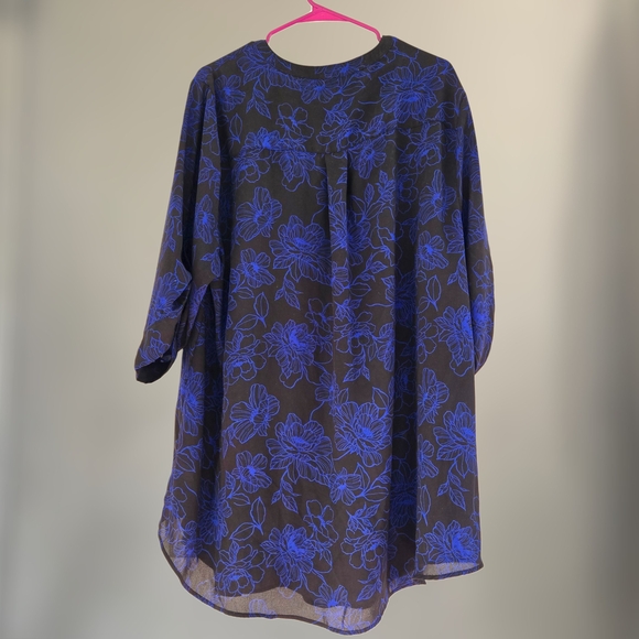 Torrid Harper Blouse plus size 3x Blue /Black Shirt Tunic Top Pullover - Picture 2 of 4